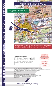 1352 47/10 ICAO-Segelflug-Karte 2024 München o.Folie