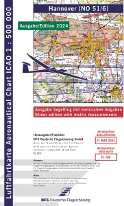 18500 51/6 ICAO-Segelflug-Karte 2024 Hannover m.Folie