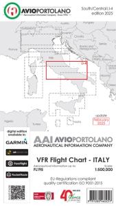 Vorbestellung 1250.4 LI-4 VFR Flight Chart Italien AvioPortolano 2024