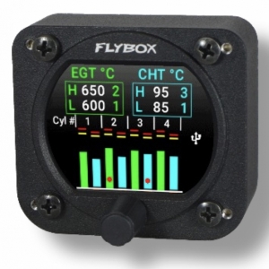 UL.003.1 Flybox OMNIA CHT-EGT Zylinderkopf-Temperaturanzeige und Abgas-Temperaturanzeige, 80mm Einbaumaß