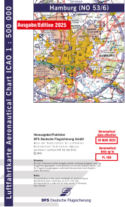 1350 53/6  ICAO Karte Hamburg 2025 ohne Folie