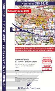 1352 51/6 ICAO-Segelflug-Karte 2025 Hannover o.Folie