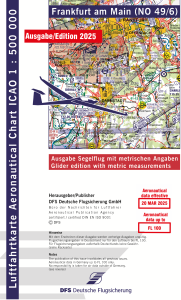 18500 49/6  ICAO-Segelflug-Karte 2025 Frankfurt m.Folie