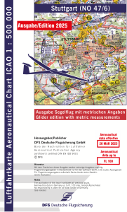 18500 47/6 ICAO-Segelflug-Karte 2025 Stuttgart m.Folie